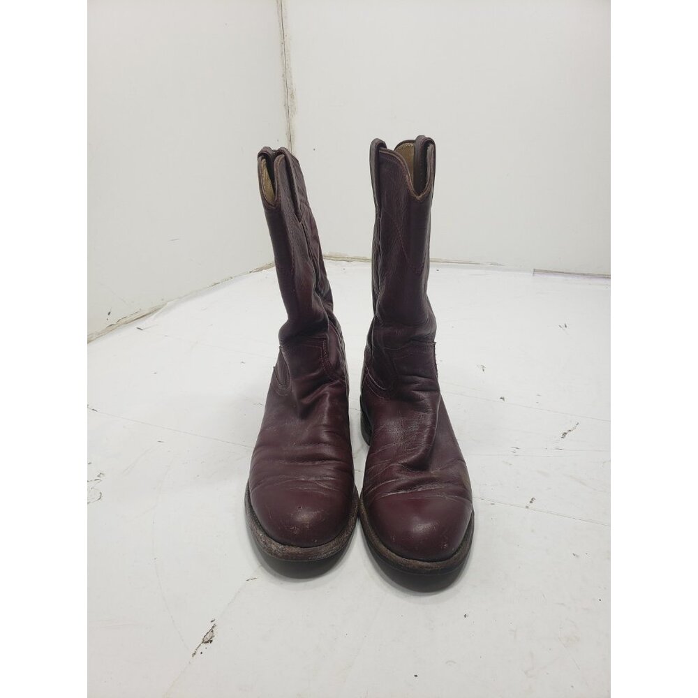 Justin Classic Burgundy Ropers Leather Boots Womens 5 1/2 C L3068 USA Used